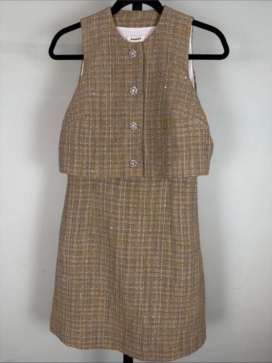 Sandro Dresses & Skirts - Sandro Paris Sleeveless Tweed Layered V-Neck Mini Dress EUC Size 4 (S)